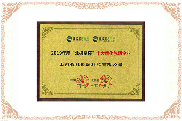 2019 年度十大焦化脫硝企業